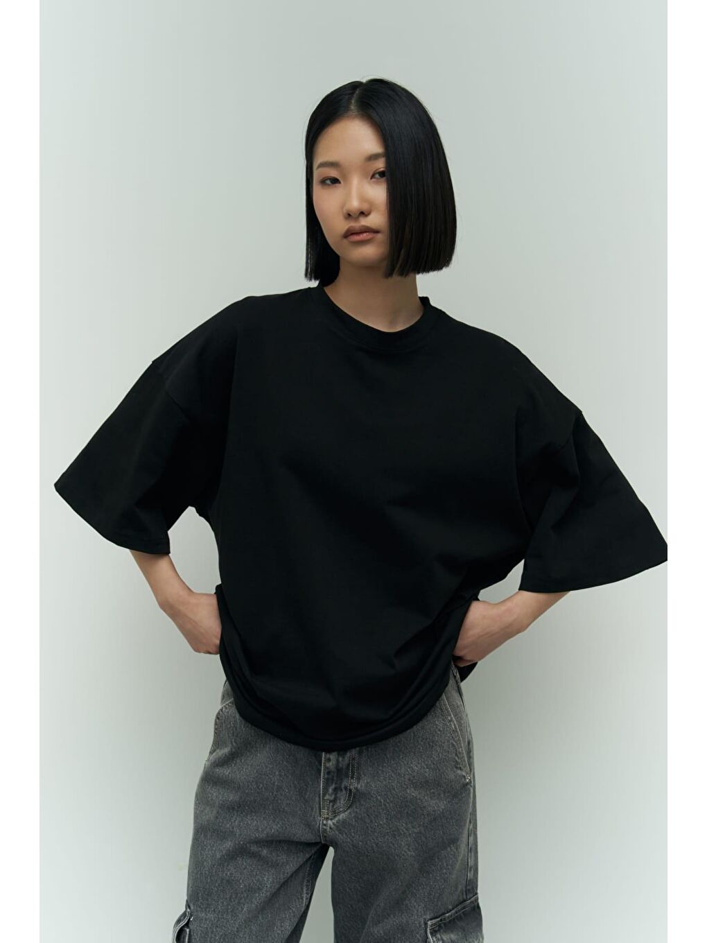 Mai Collection Eat Sleep Siyah Oversize T-Shirt - 4