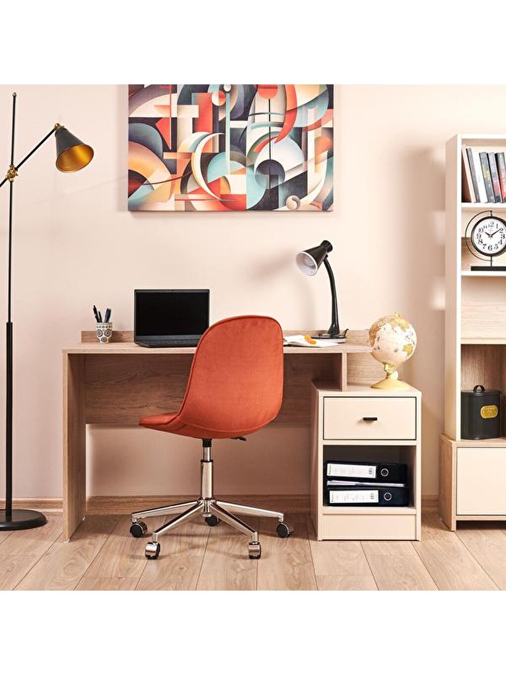 Bej Hero Çalışma Masası -Vizon / Uludağ Meşe