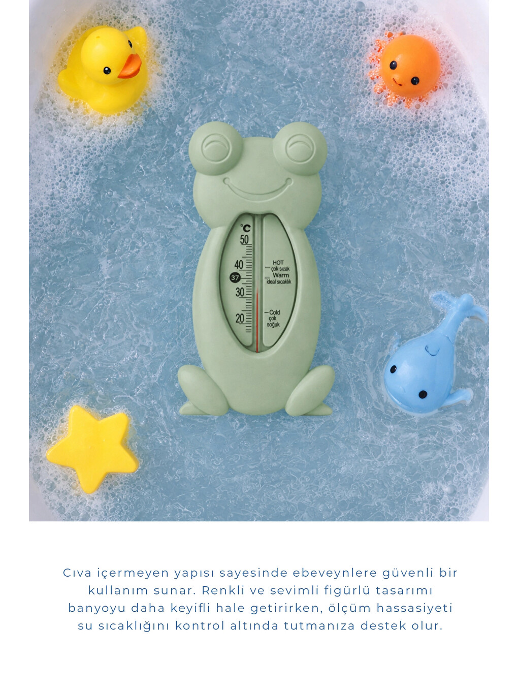 Cıvasız Kurbağa Banyo Oda Termometresi Yeşil-1