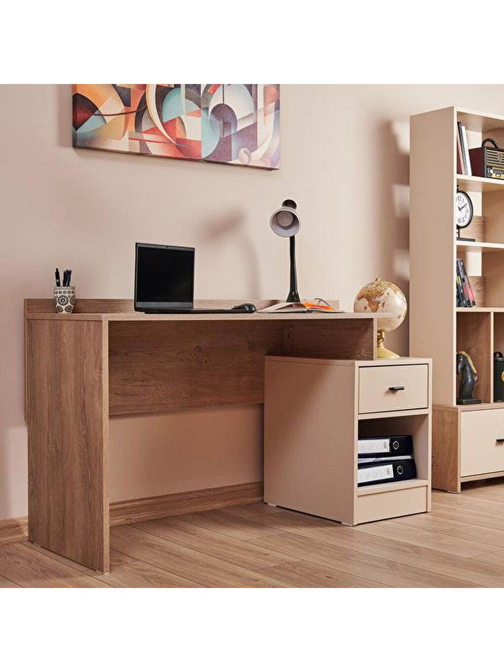 Bej Hero Çalışma Masası -Vizon / Uludağ Meşe-4