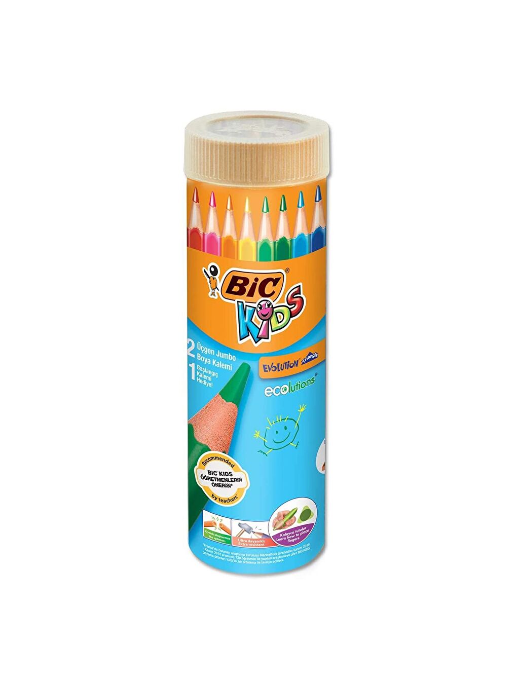 Bic Karışık Asorti Kuru Boya Evolution Üçgen Jumbo Metal Tüp 12+1