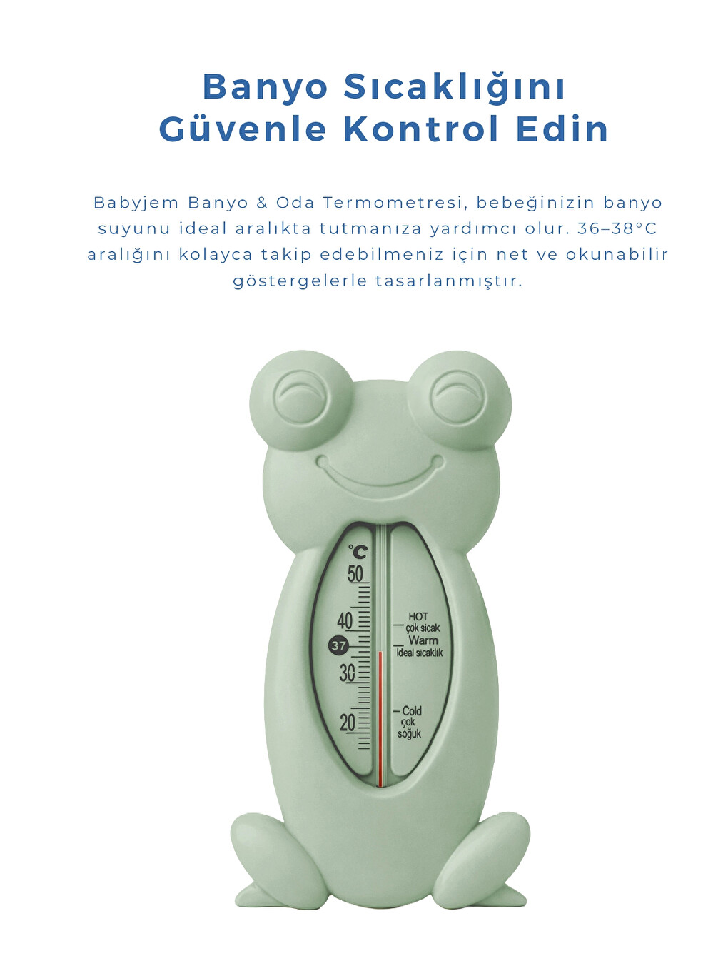 Cıvasız Kurbağa Banyo Oda Termometresi Yeşil-2