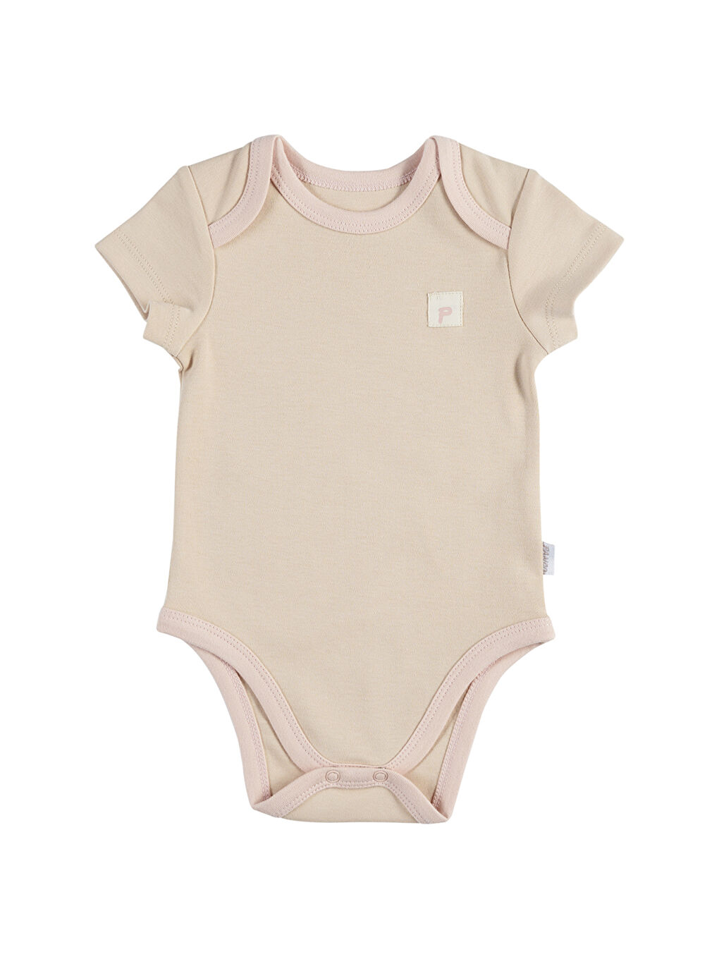 Bej Kız Çocuk Etiket Detaylı Body