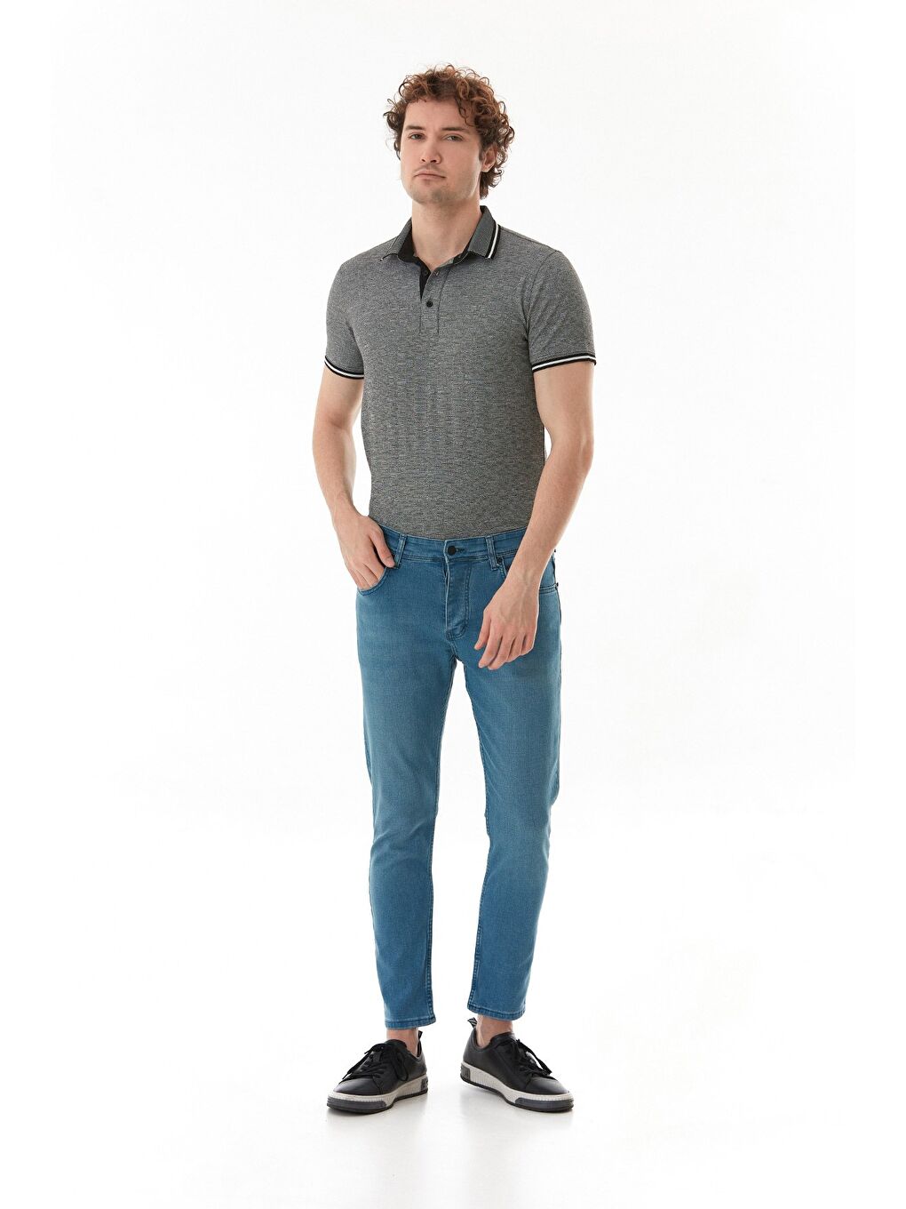Mavi Fermuarlı Slim Fit Jean Pantolon-2