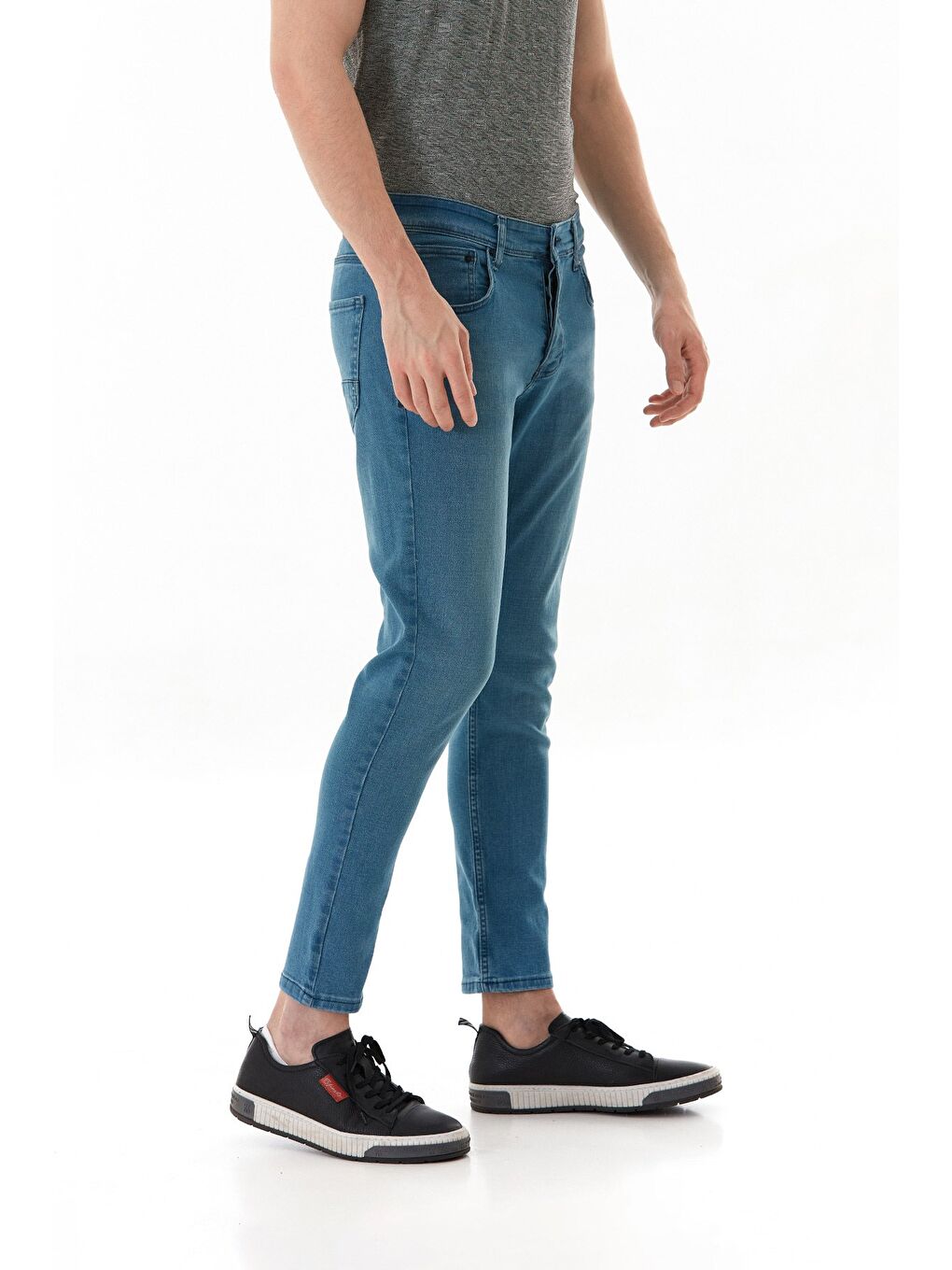 Mavi Fermuarlı Slim Fit Jean Pantolon-3