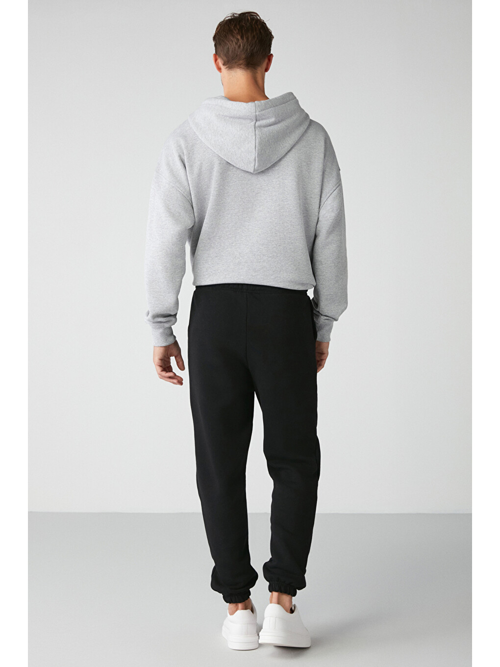 Siyah ROWAN Erkek Organik Pamuklu Relaxed Fit İçi Polarlı Süs etiketli Jogger SİYAH Eşofman Altı-3