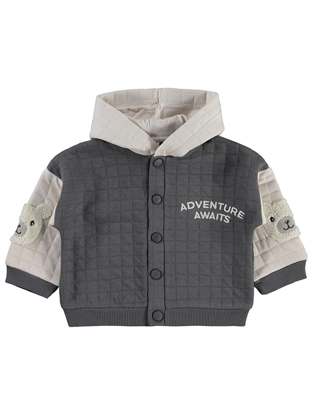 Baby Kol Ayıcık Nakışlı 6-18 Ay Hırka - Gri 6-9 Ay