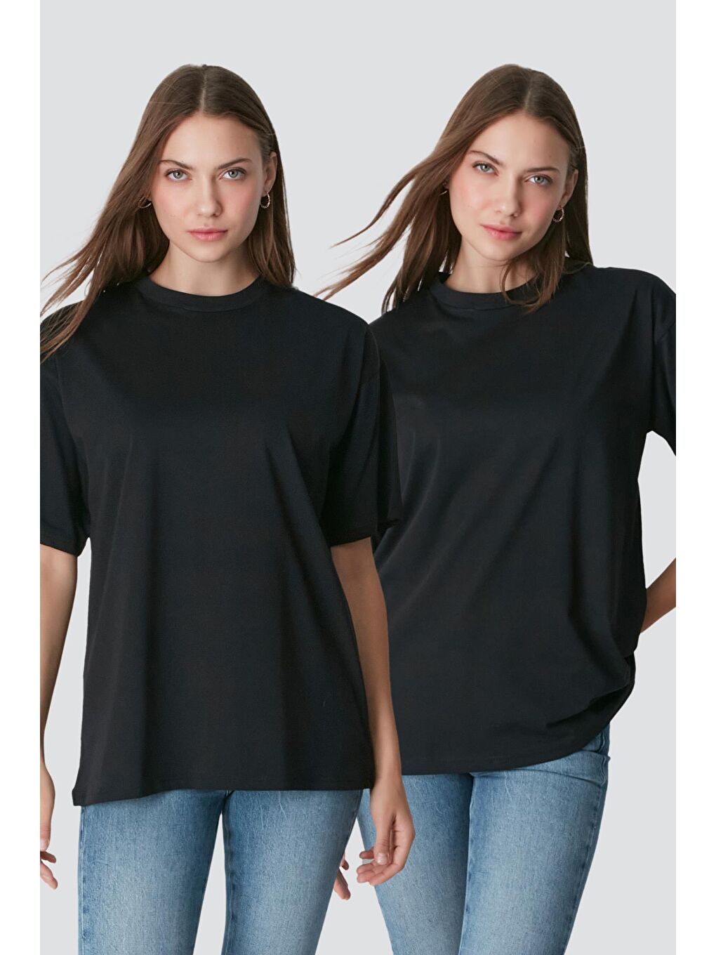 Bisiklet Yaka Kısa Kol 2'Li Casual Basic T-Shirt 961 Siyah