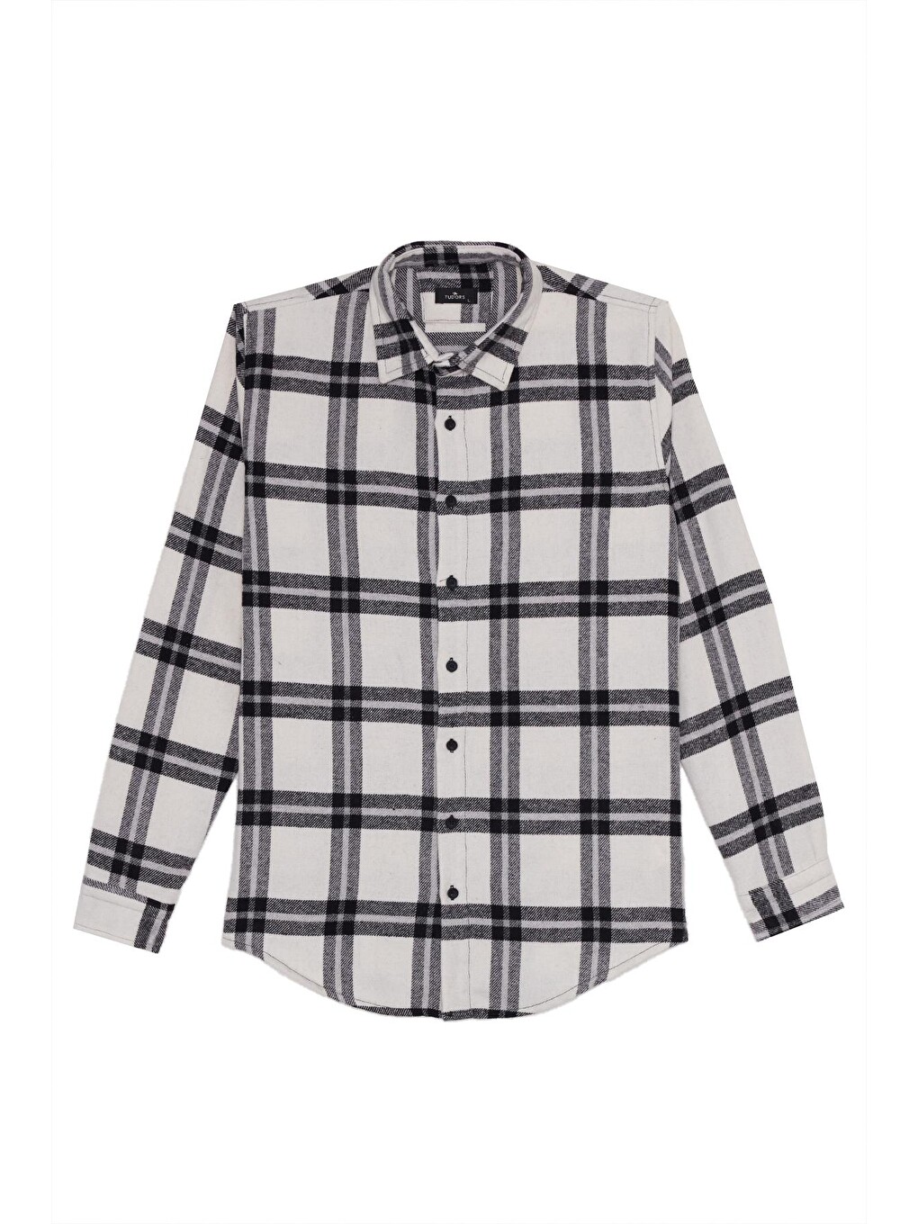 Ekru Erkek Slim Fit Dar Kesim Kareli Kışlık Oduncu Gömlek