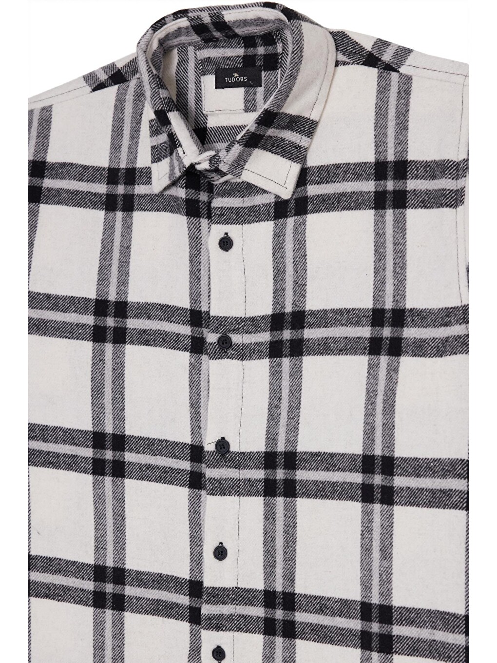 Ekru Erkek Slim Fit Dar Kesim Kareli Kışlık Oduncu Gömlek-1