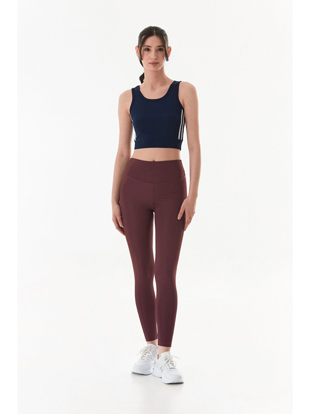 Bordo Active Yazı Baskılı Yüksek Bel Tayt
