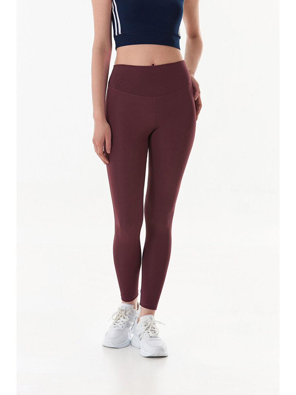 Bordo Active Yazı Baskılı Yüksek Bel Tayt-1