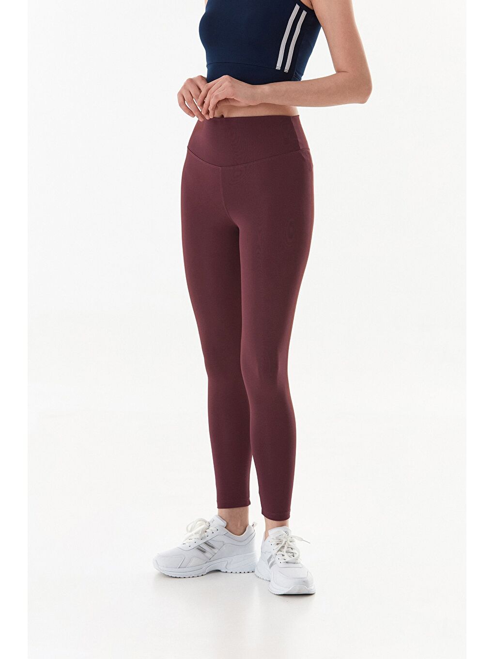 Bordo Active Yazı Baskılı Yüksek Bel Tayt-2