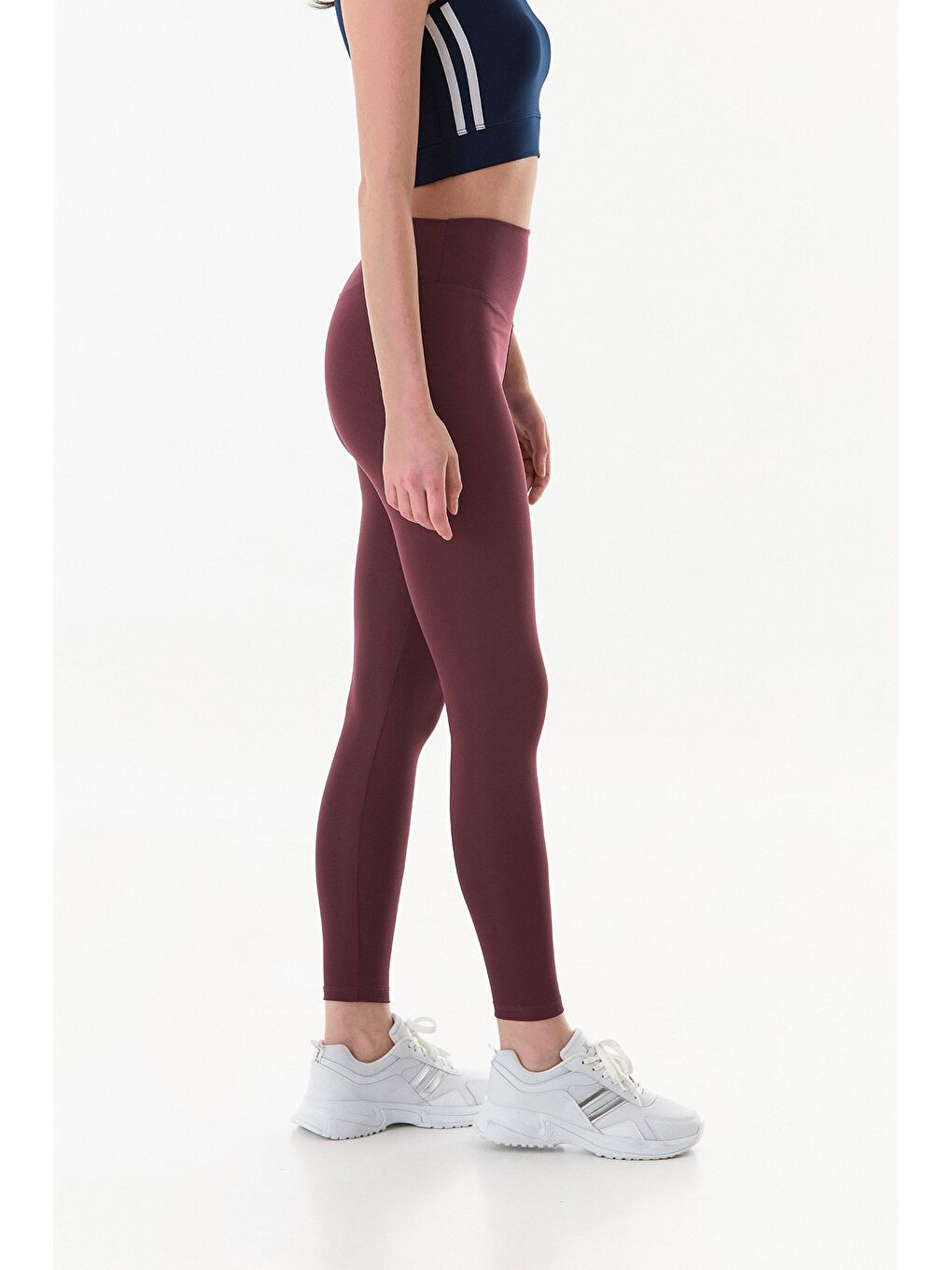 Bordo Active Yazı Baskılı Yüksek Bel Tayt-4