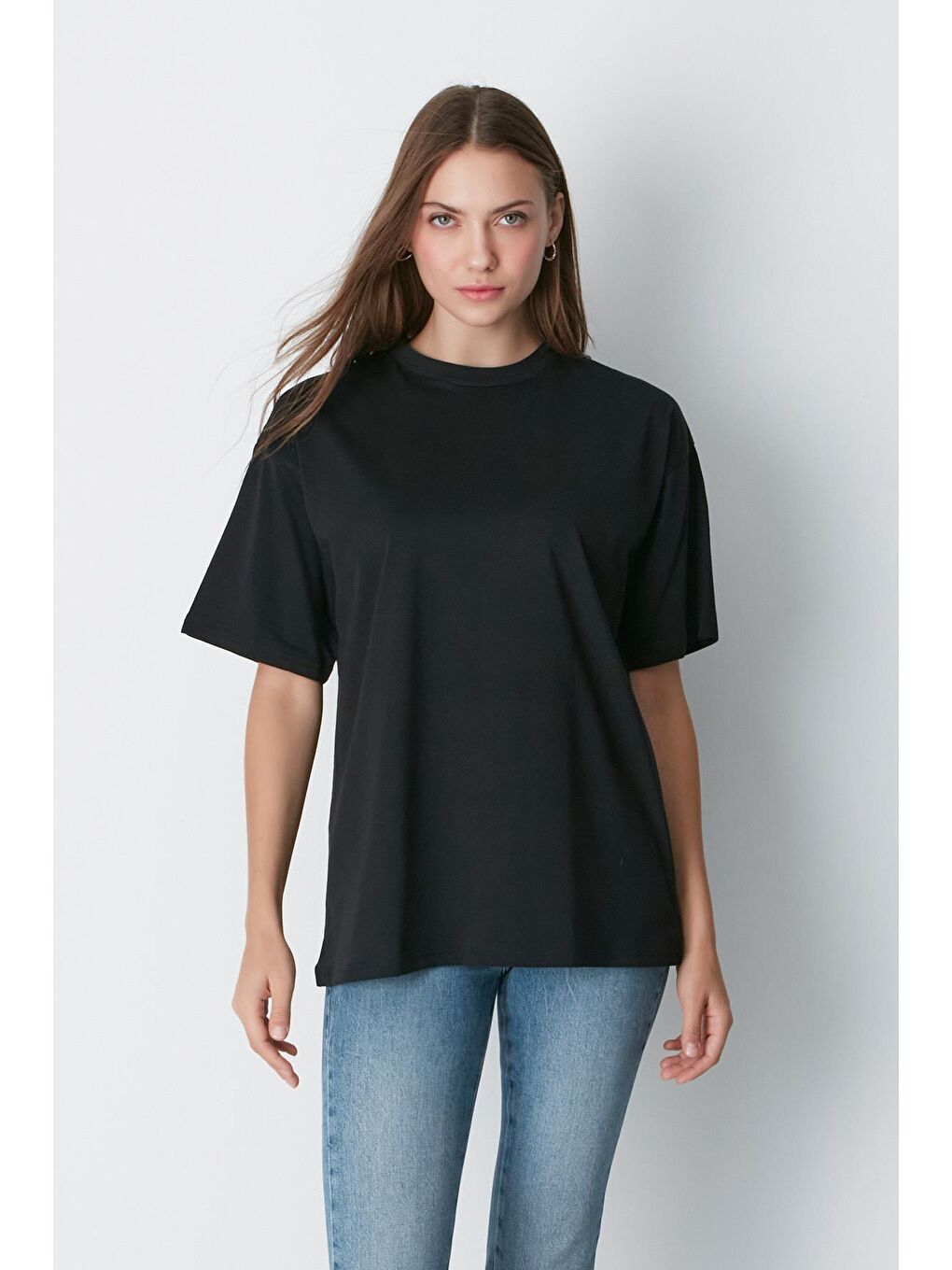 Bisiklet Yaka Kısa Kol 2'Li Casual Basic T-Shirt 961 Siyah-4