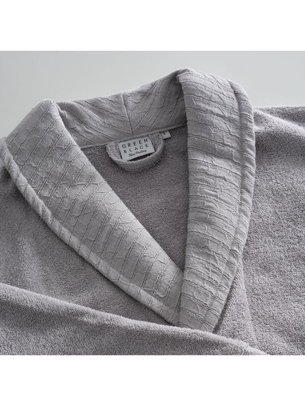 Pembe Rosalya Aile Bornoz Seti 10 Parça %100 Pamuk Nakışlı Pudra-Gri M/L-3