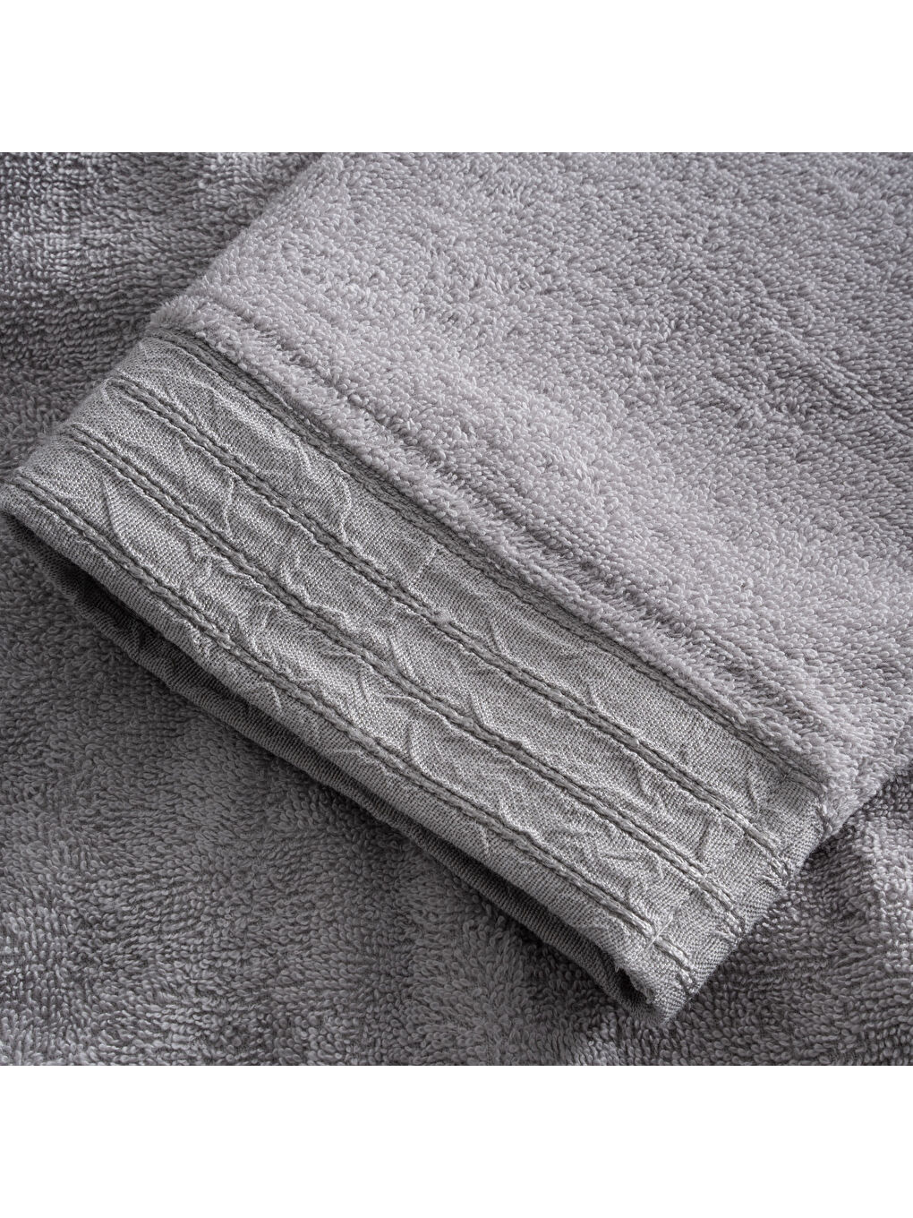 Pembe Rosalya Aile Bornoz Seti 10 Parça %100 Pamuk Nakışlı Pudra-Gri M/L-5