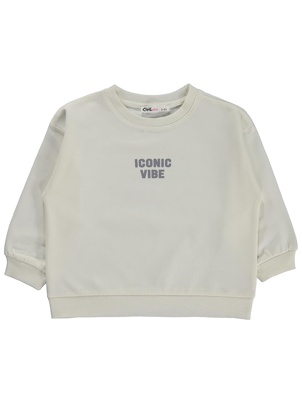 Girls Basic 2-5 Yaş Sweatshirt - Ekru
