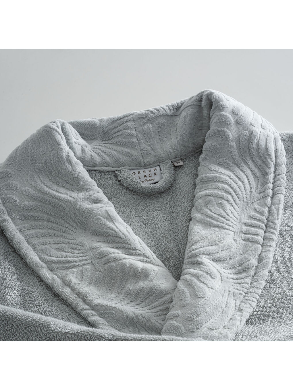 Yeşil Fiorina Aile Bornoz Seti 10 Parça %100 Pamuk Jakarlı Mint-Krem M/L-5