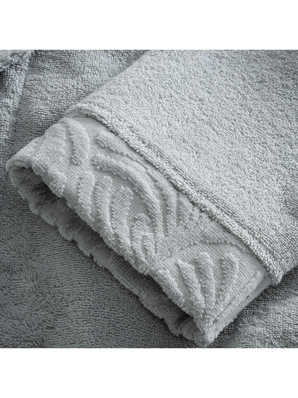 Yeşil Fiorina Aile Bornoz Seti 10 Parça %100 Pamuk Jakarlı Mint-Krem M/L-6