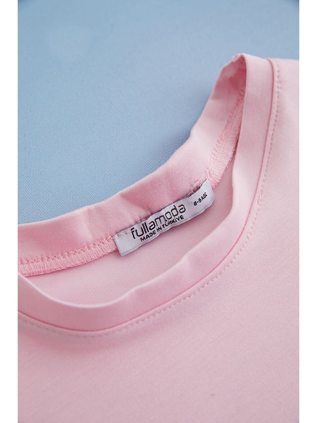 Pembe Basic Bisiklet Yaka Oversize Kız Çocuk Modal Tişört-2