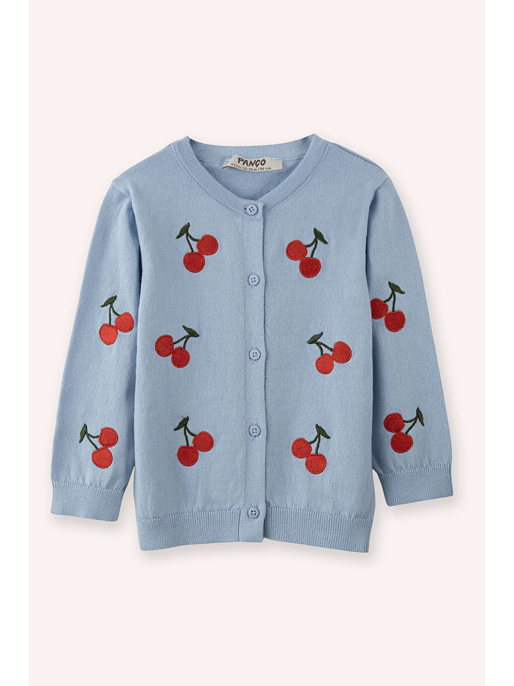 Yenidoğan Kiraz Detaylı Düğmeli Triko Mavi Hırka