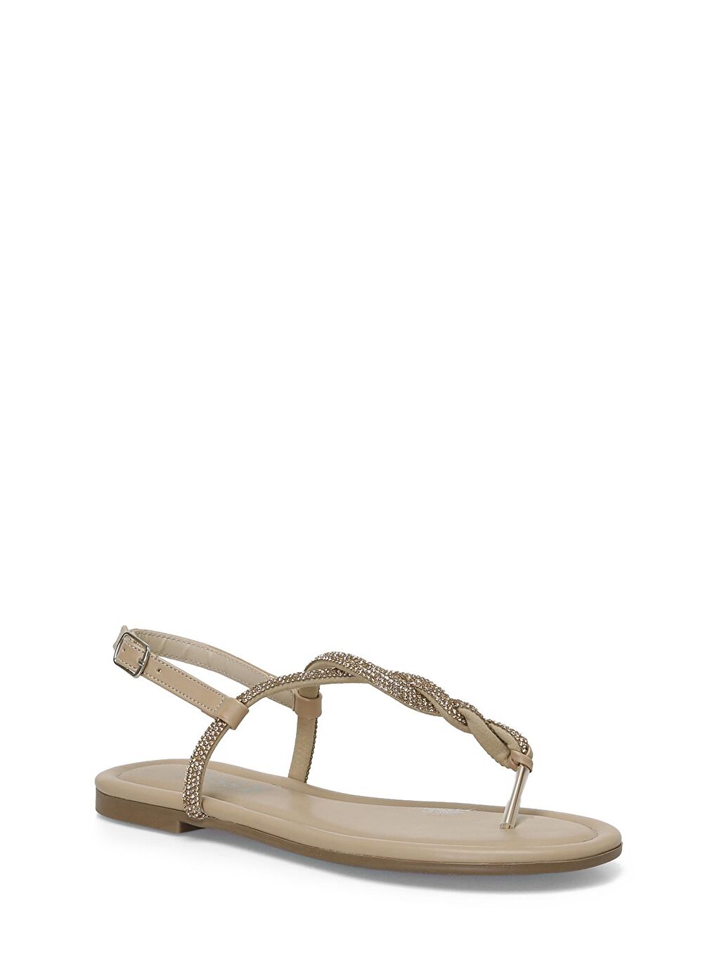 Bej DS23017 4FX Krem Kadın Düz Sandalet-1