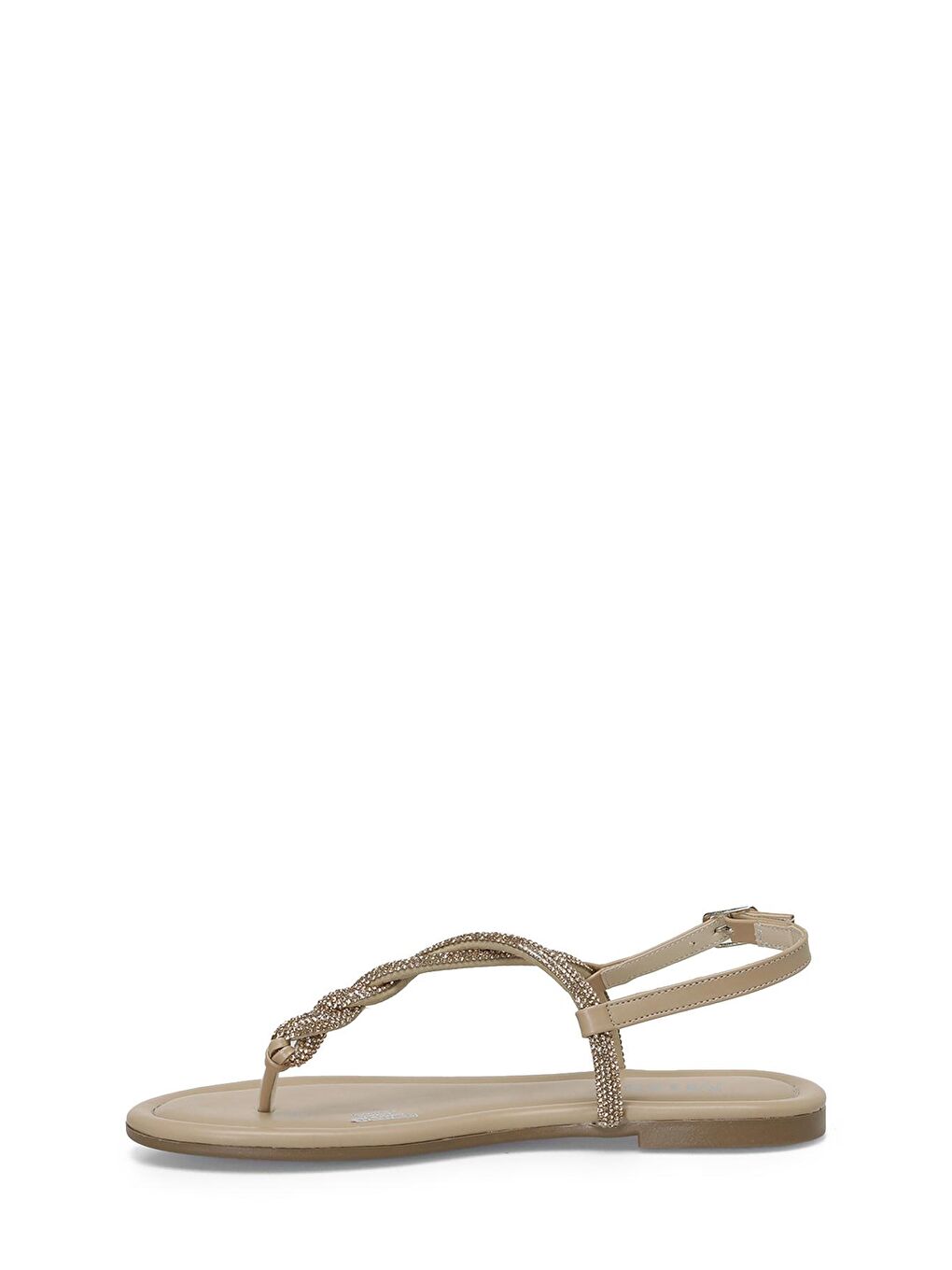 Bej DS23017 4FX Krem Kadın Düz Sandalet-2