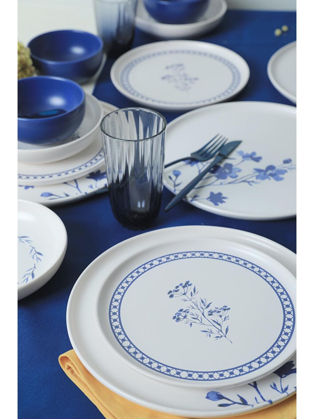 Karışık Blue Blossom Nordic Yemek Takımı 24 Parça 6 Kişilik