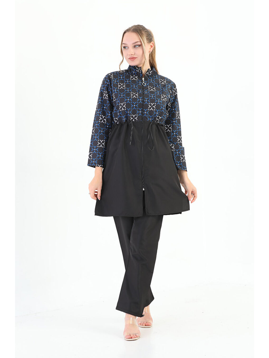 Paraşüt Tam Kapalı Tesettür Mayo Nida 2103 Mavi-1