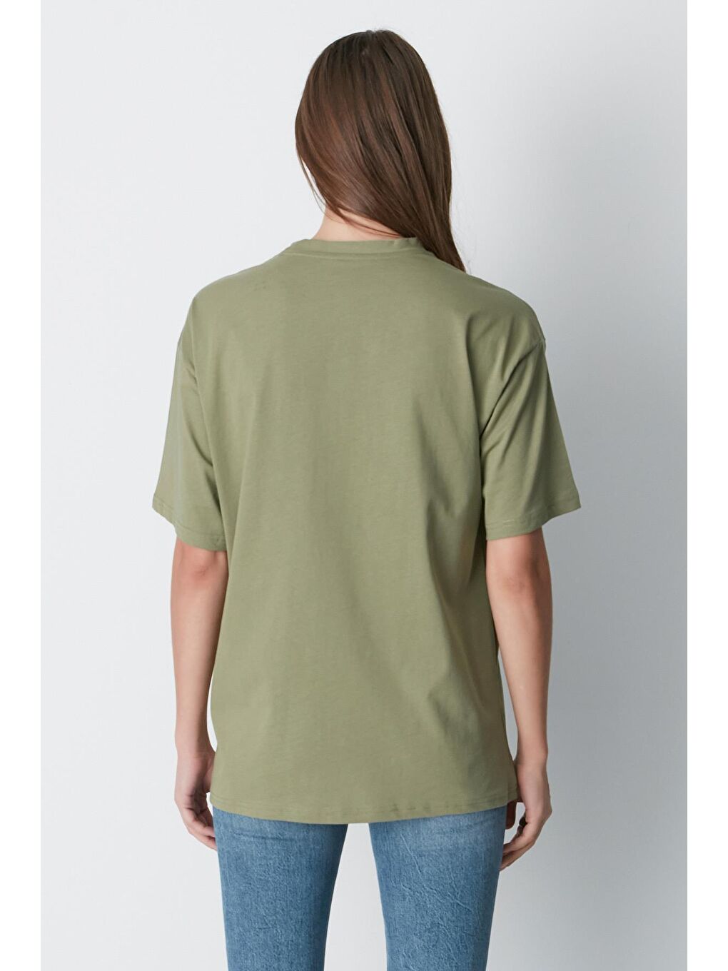 Bisiklet Yaka Kısa Kol 2'Li Casual Basic T-Shirt 961 Haki/Çağla-7