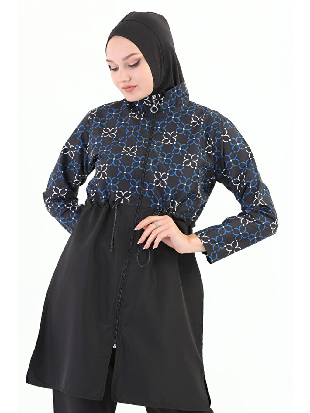 Paraşüt Tam Kapalı Tesettür Mayo Nida 2103 Mavi-4