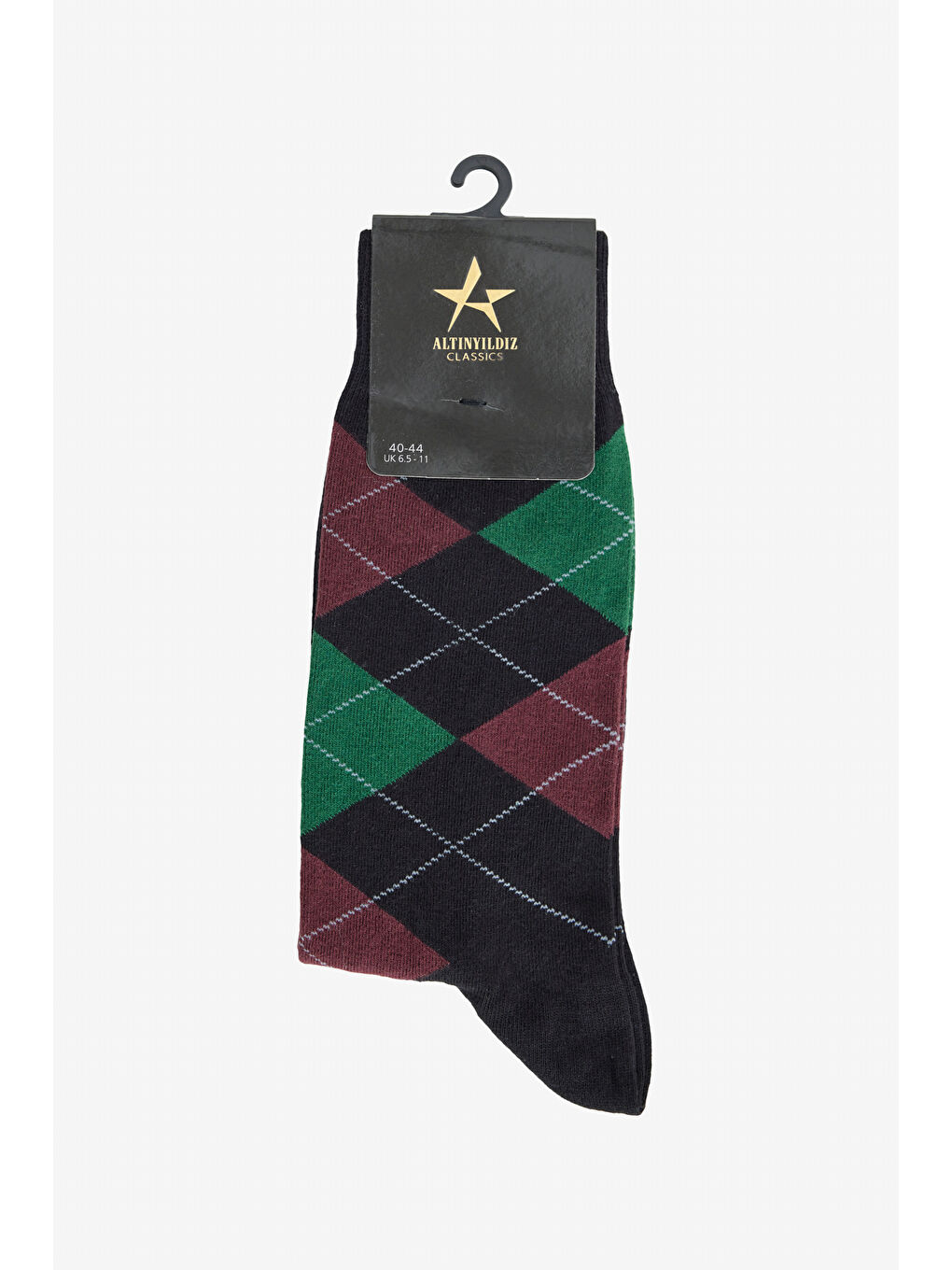 Erkek Siyah-Bordo Desenli Soket Çorap