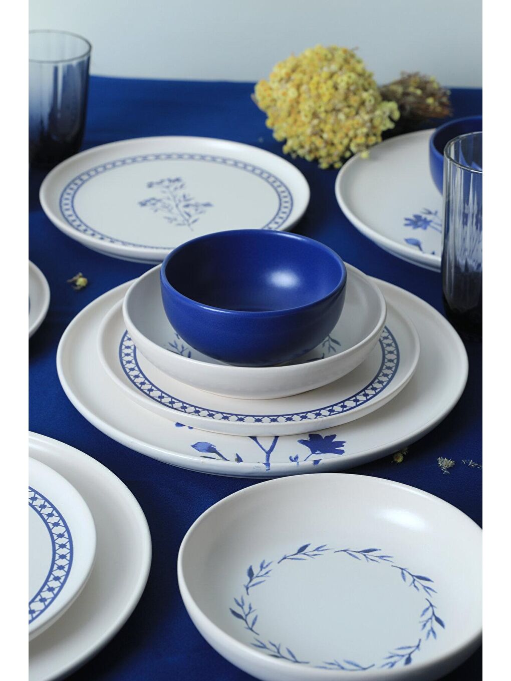 Karışık Blue Blossom Nordic Yemek Takımı 24 Parça 6 Kişilik-3