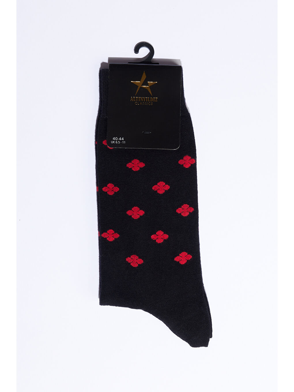 Erkek Siyah-Kırmızı Desenli Soket Çorap