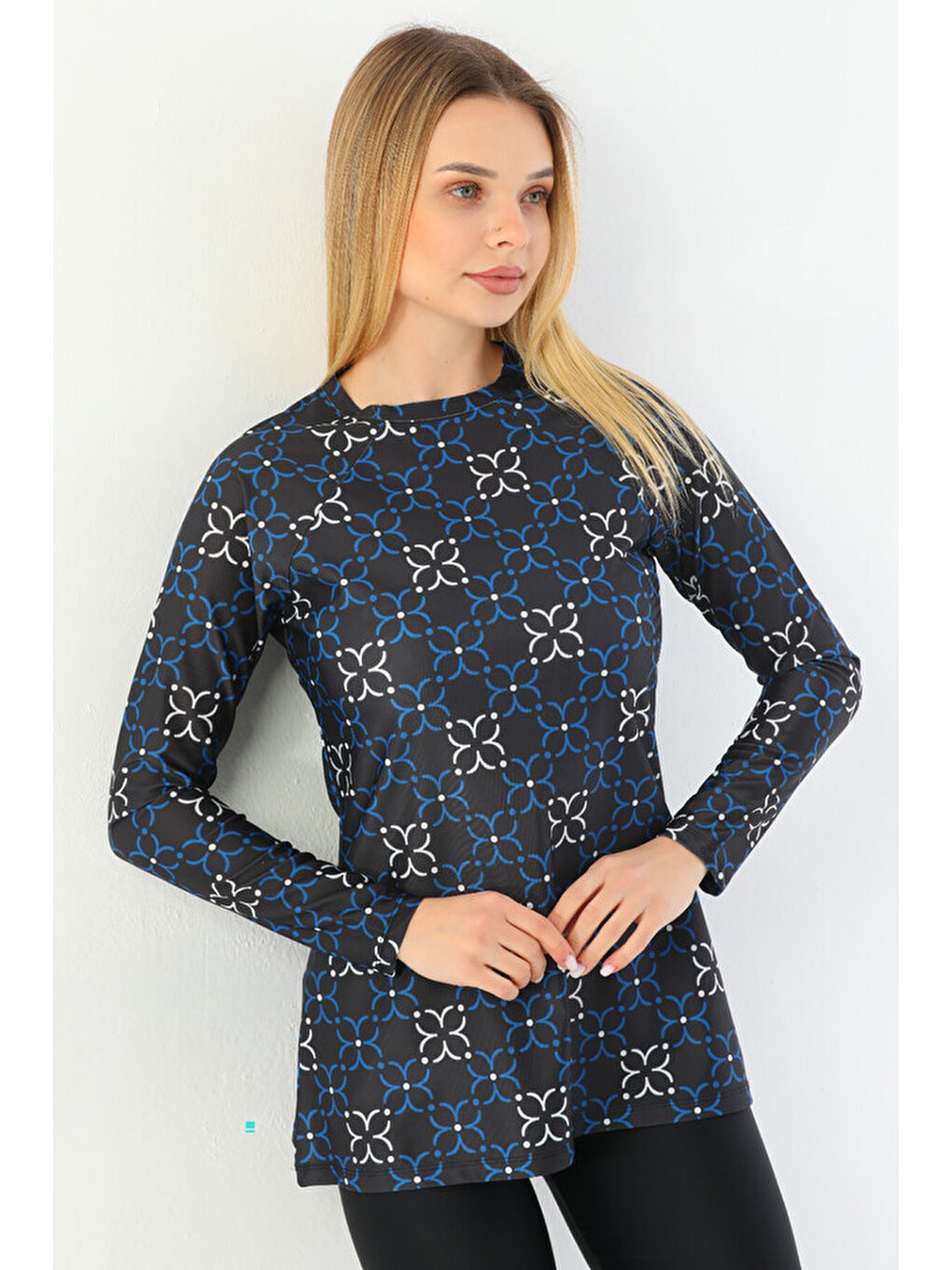 Tek Üst Elastanlı Bluz Mayo Tam Tesettür Mayo 2365 Siyah