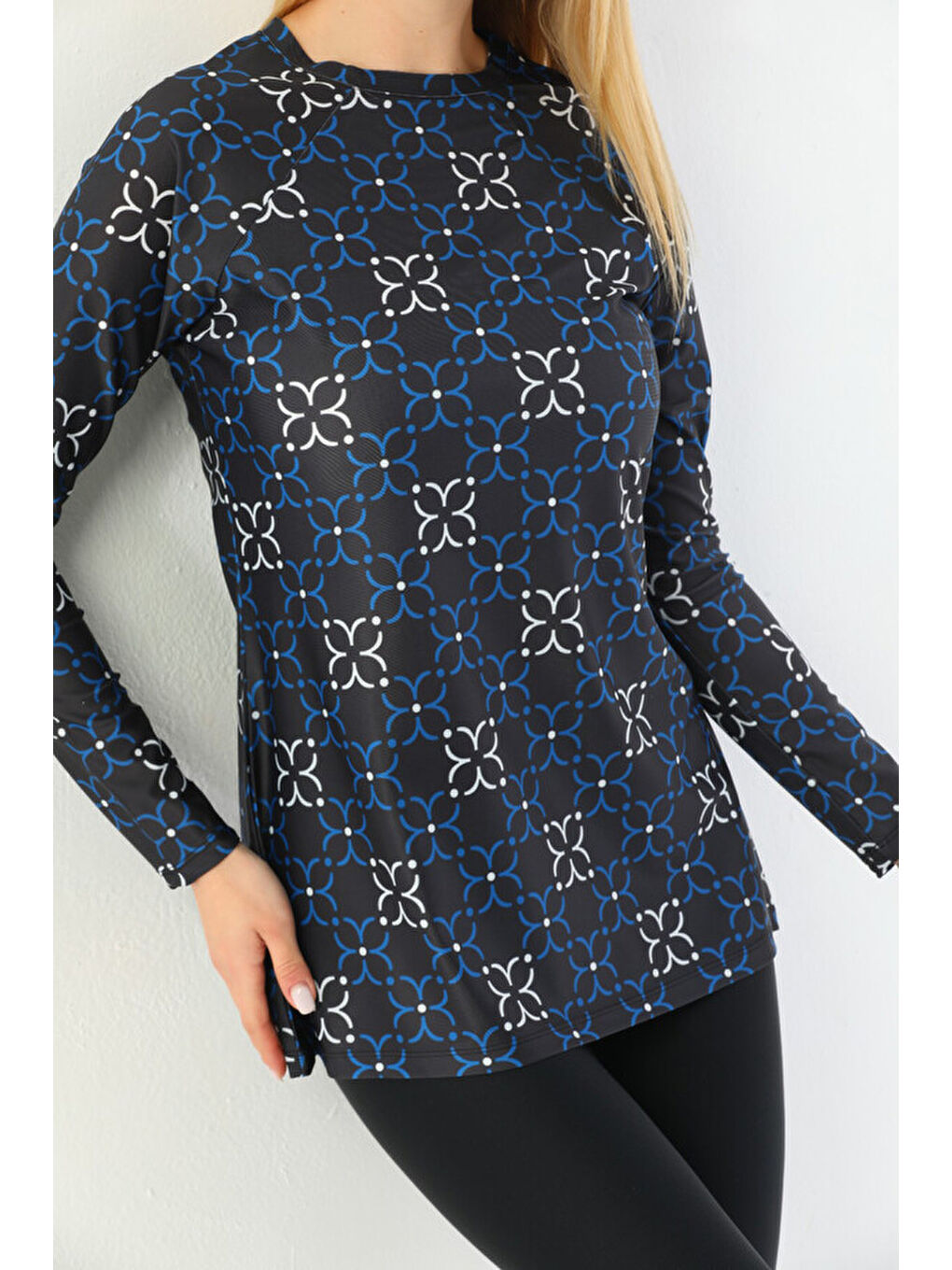 Tek Üst Elastanlı Bluz Mayo Tam Tesettür Mayo 2365 Siyah-1