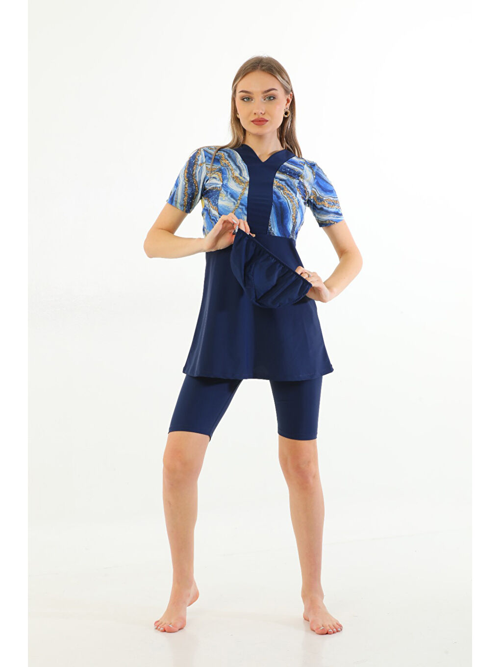 Yarı Kapalı Elastanlı Mayo 2316 Nil Lacivert-1