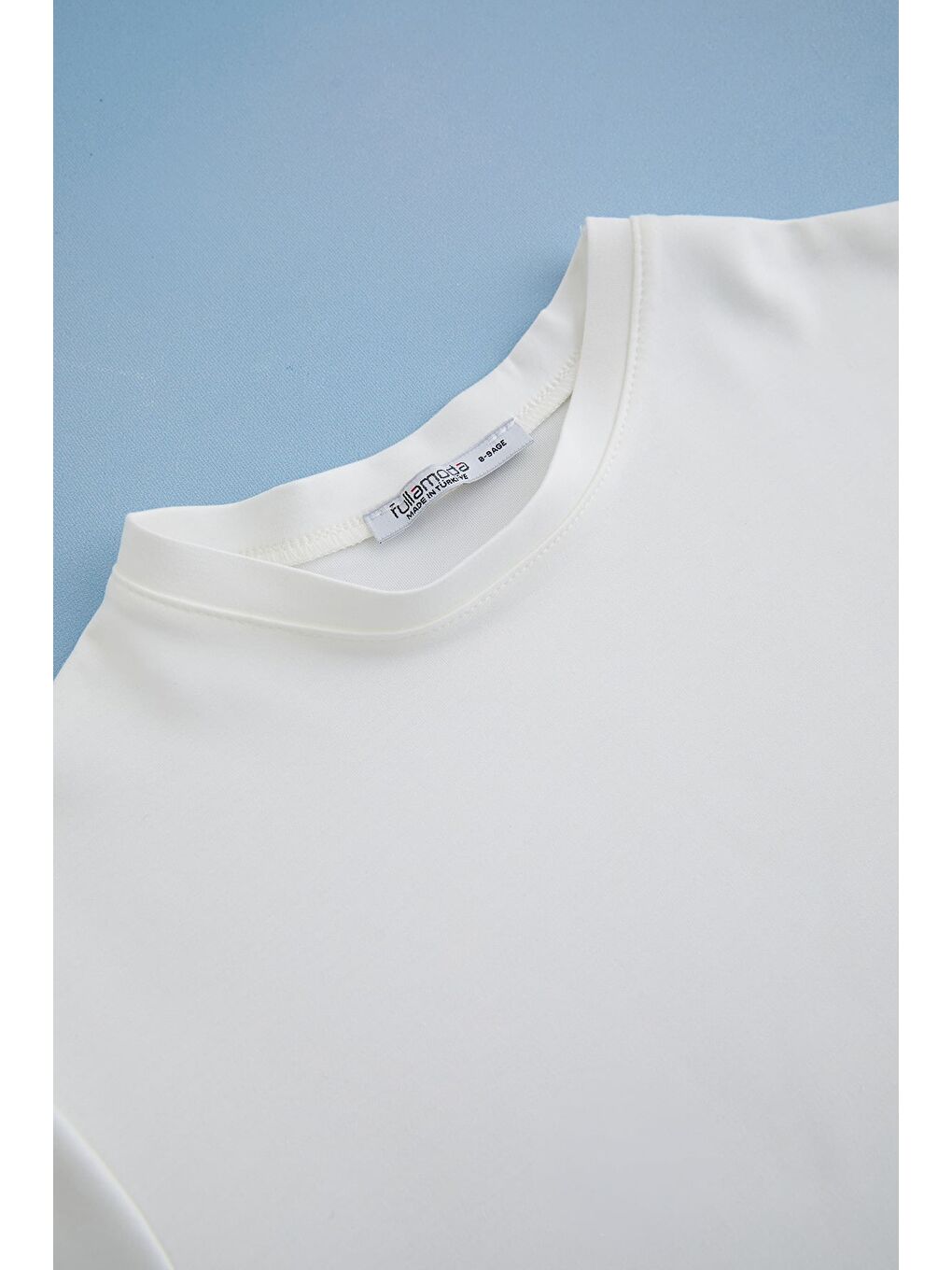 Ekru Basic Bisiklet Yaka Oversize Kız Çocuk Modal Tişört-1