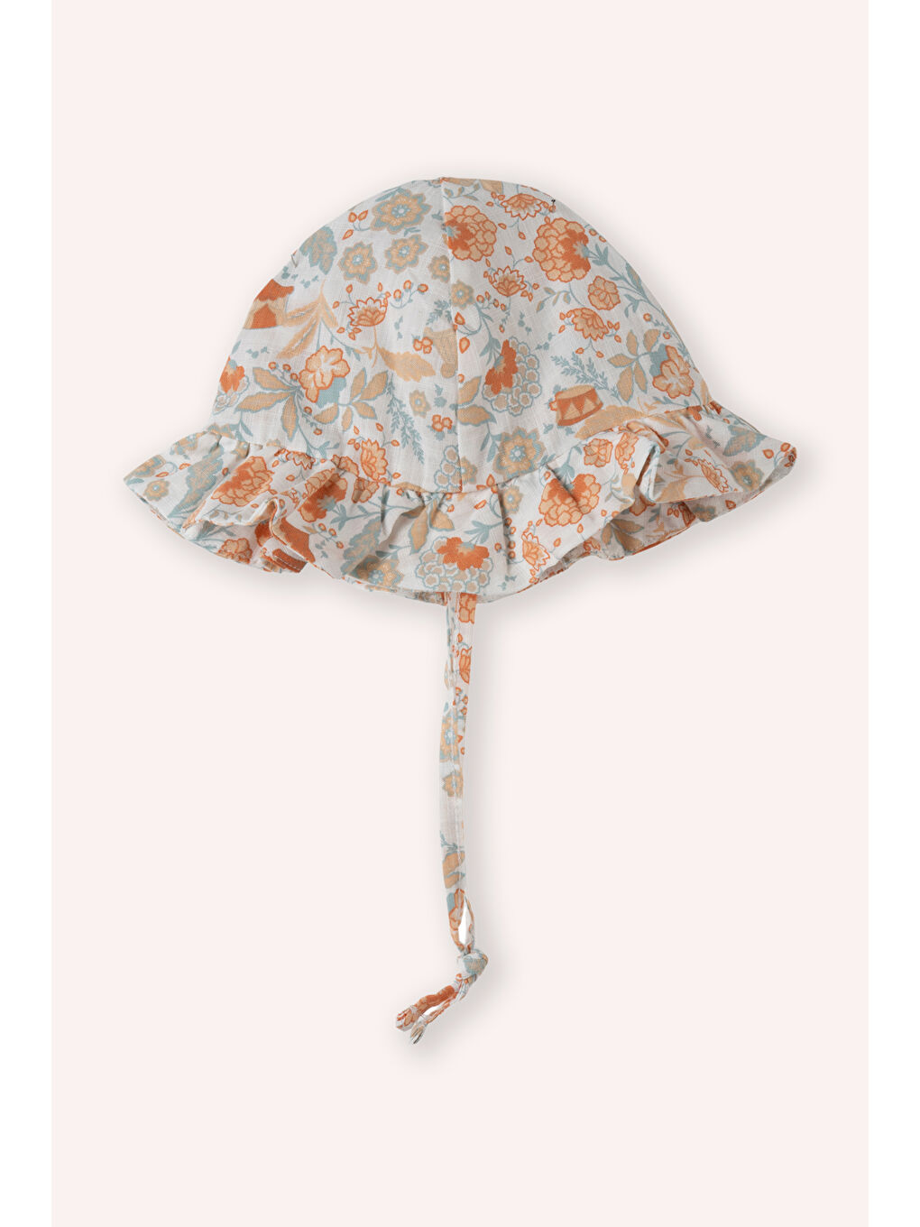 Yenidoğan Desenli Şapkalı Ekru Elbise-4