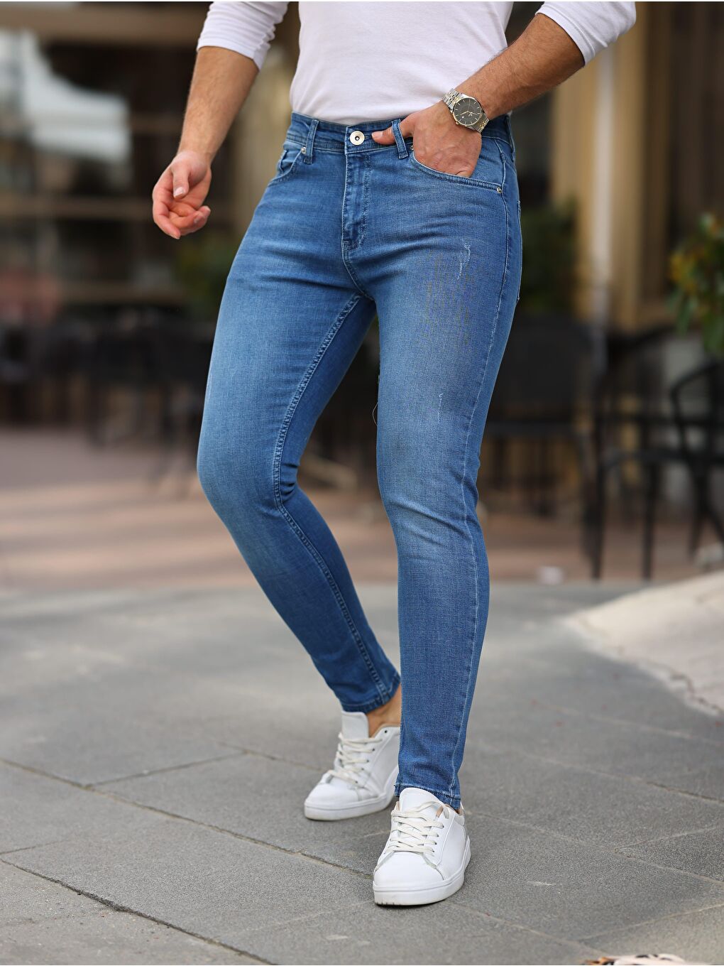 wowa company Mavi Erkek Slim Fit Elastanlı Denim Jean Pantolon