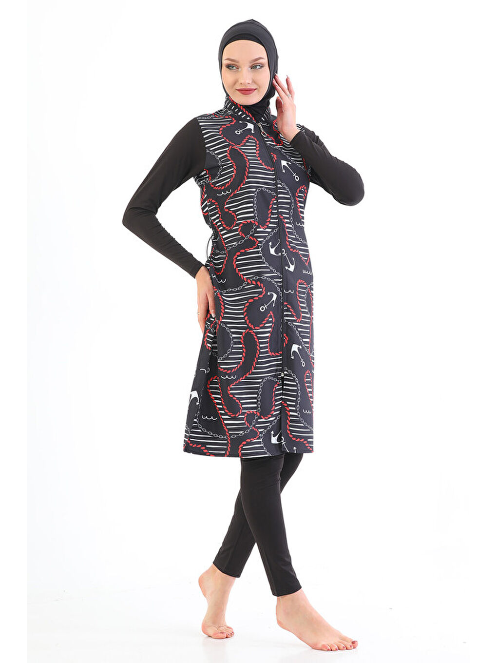 Siyah Tam Kapalı Tesettür Mayo Çiğdem Çapa