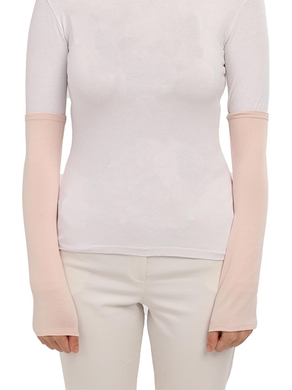 Pembe Pratik Tesettür Kolluk Penye Düz  Kolluk