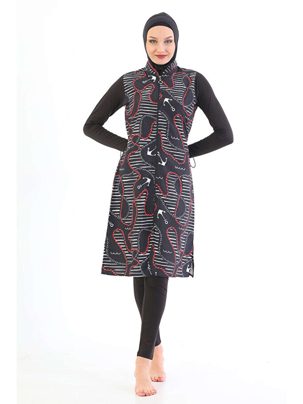 Siyah Tam Kapalı Tesettür Mayo Çiğdem Çapa-1