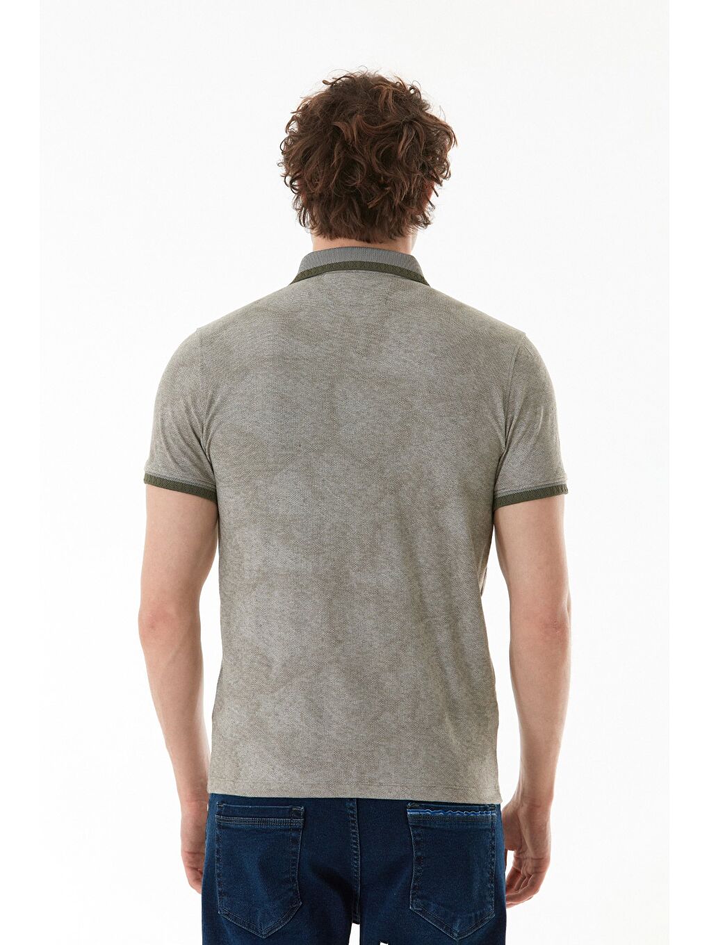 Haki Basic Polo Yaka Slim Fit Tişört-3