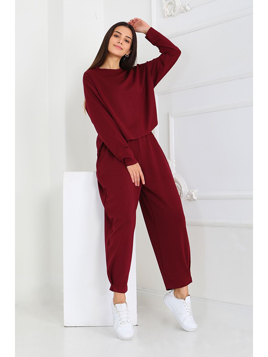 Şalvarlı Modal İkili Takım Bordo - 27869-BORDO-4