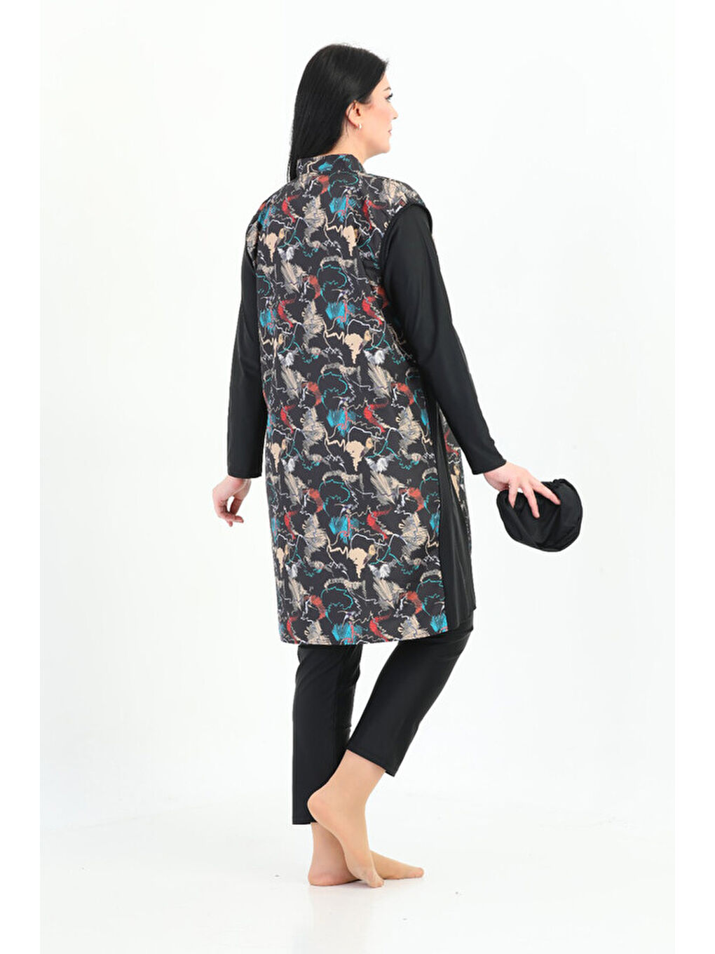 Büyük Beden Tam Kapalı Tesettür Mayo 2350 Aysun Yeşil Siyah-2