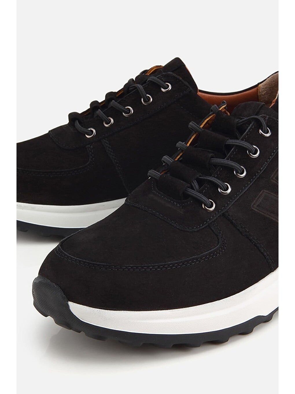 Erkek Siyah Nubuk Deri Bağcık Detaylı Sneaker-2