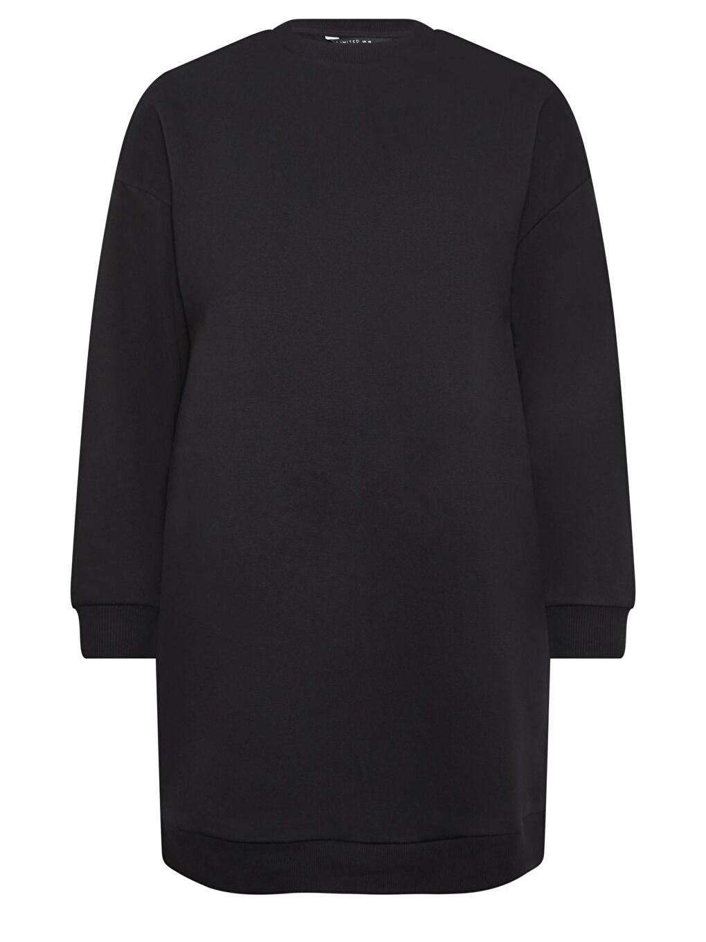 Stil Diva Siyah Büyük Beden Bisiklet Yaka Uzun Kollu Kısa Sweat Elbise 126443 - 4