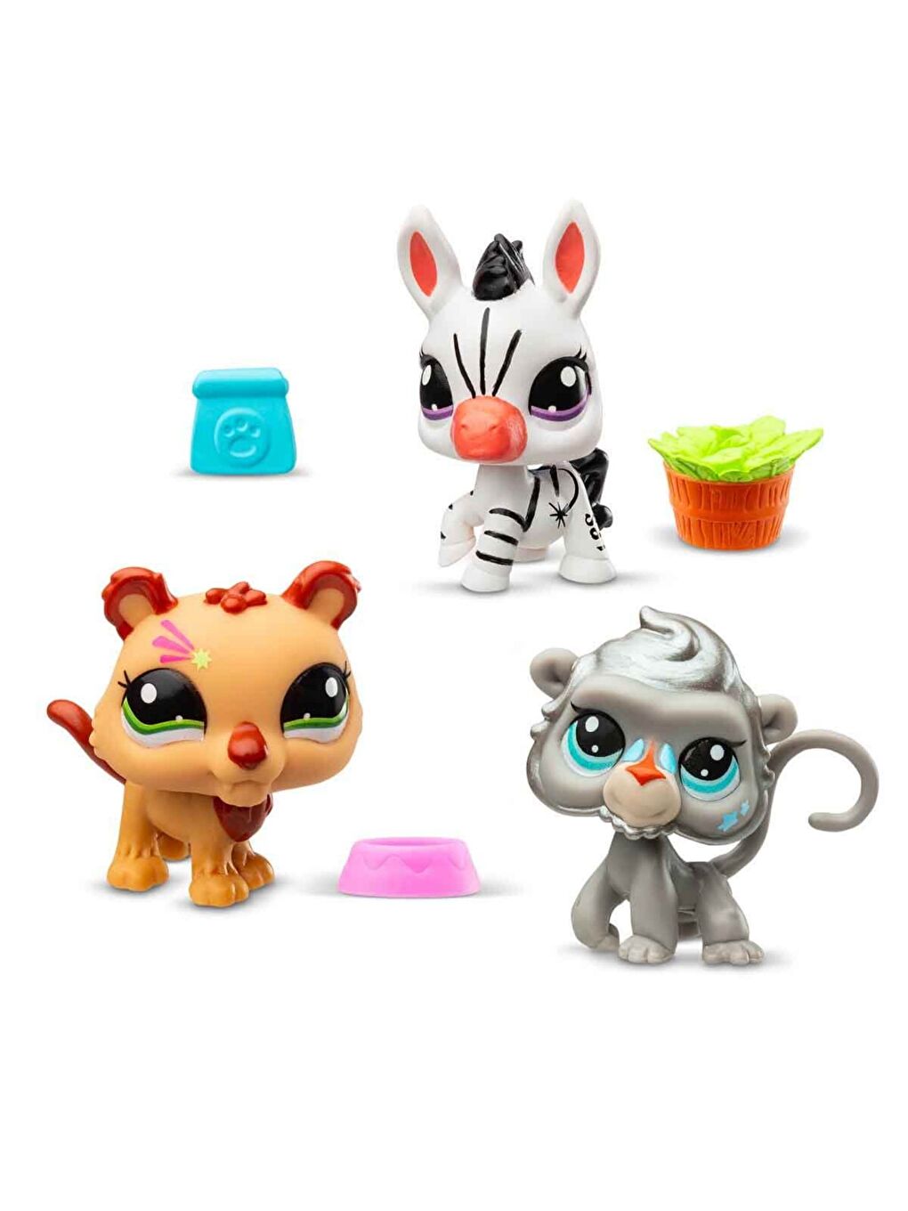 Littlest Pet Shop Minişler 3'lü Figür Seti - Zebra - Aslan - Maymun - 1